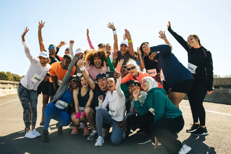 A joyful group photo taken during a trip