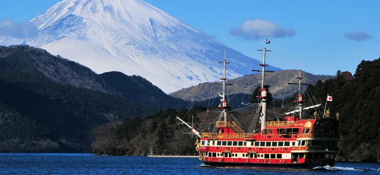 Sightseeing boat floating on Lake Ashi