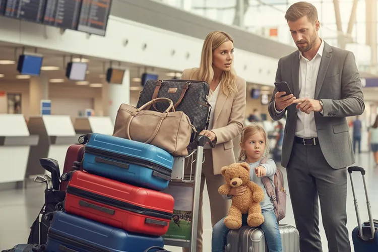 A family arriving early in the morning