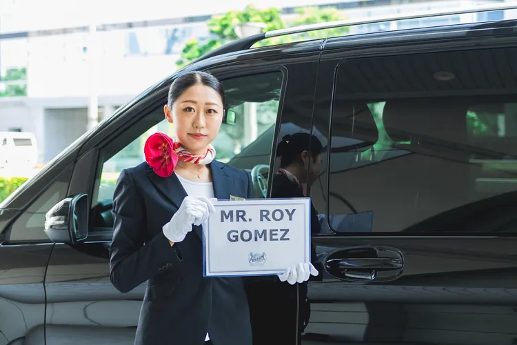 Driver welcoming customers