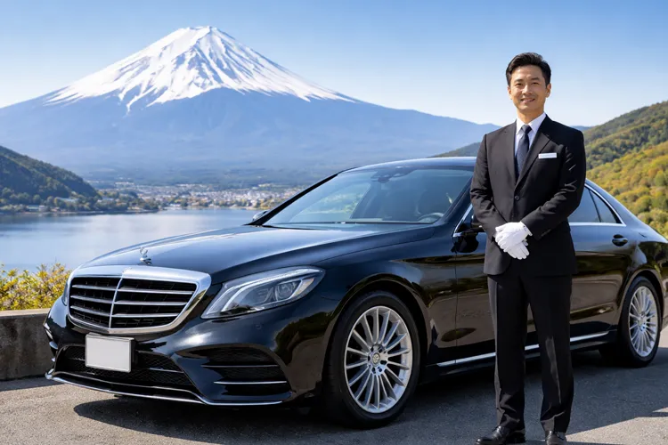 Private chauffeur car traveling between Tokyo and Kyoto in Japan