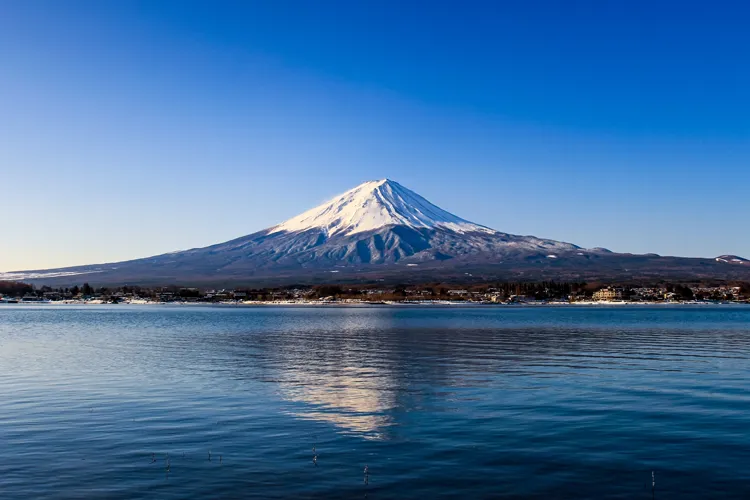 Mount Fuji scenic view from Lake Kawaguchi in Japan