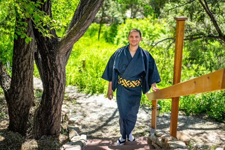 wearing a yukata