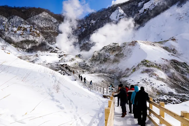 Jigokudani or Hell Valley in winter