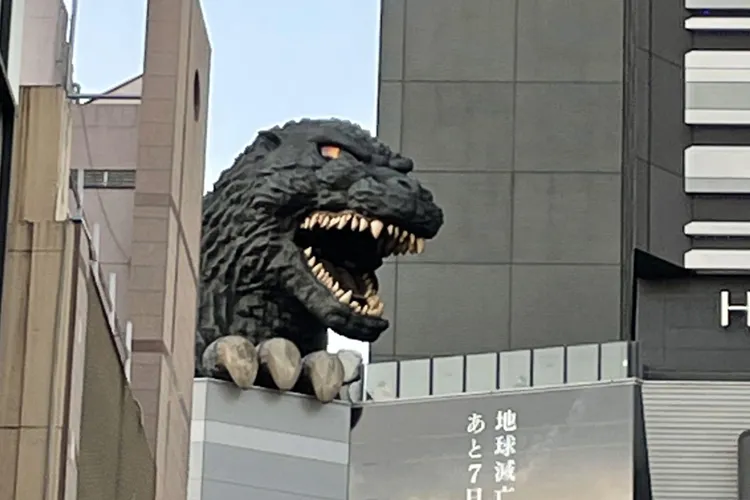 Godzilla head statue at Hotel Gracery in Shinjuku Tokyo